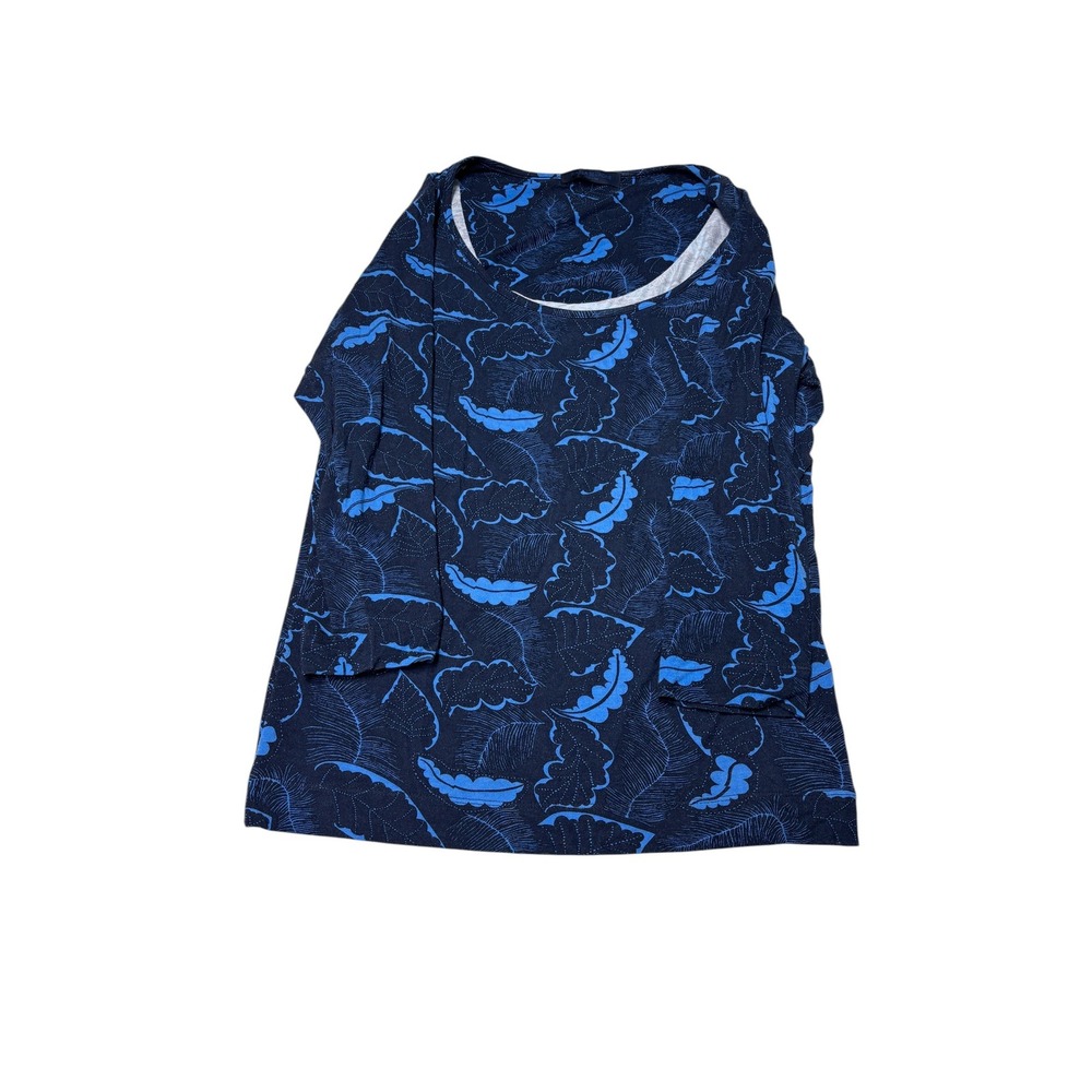 Piazza Sempione Blue Leaf Print Viscose Top Made in Italy Womens Size IT 46 US L